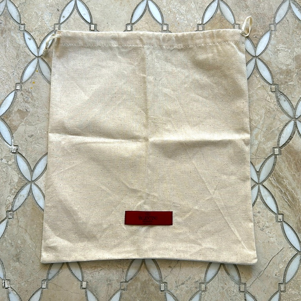 New Valentino Garavani Cream Red Logo Dust Bag 13”x 12”